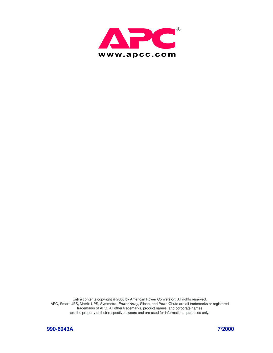 APC AP9606 manual W. a p c c . c o m 