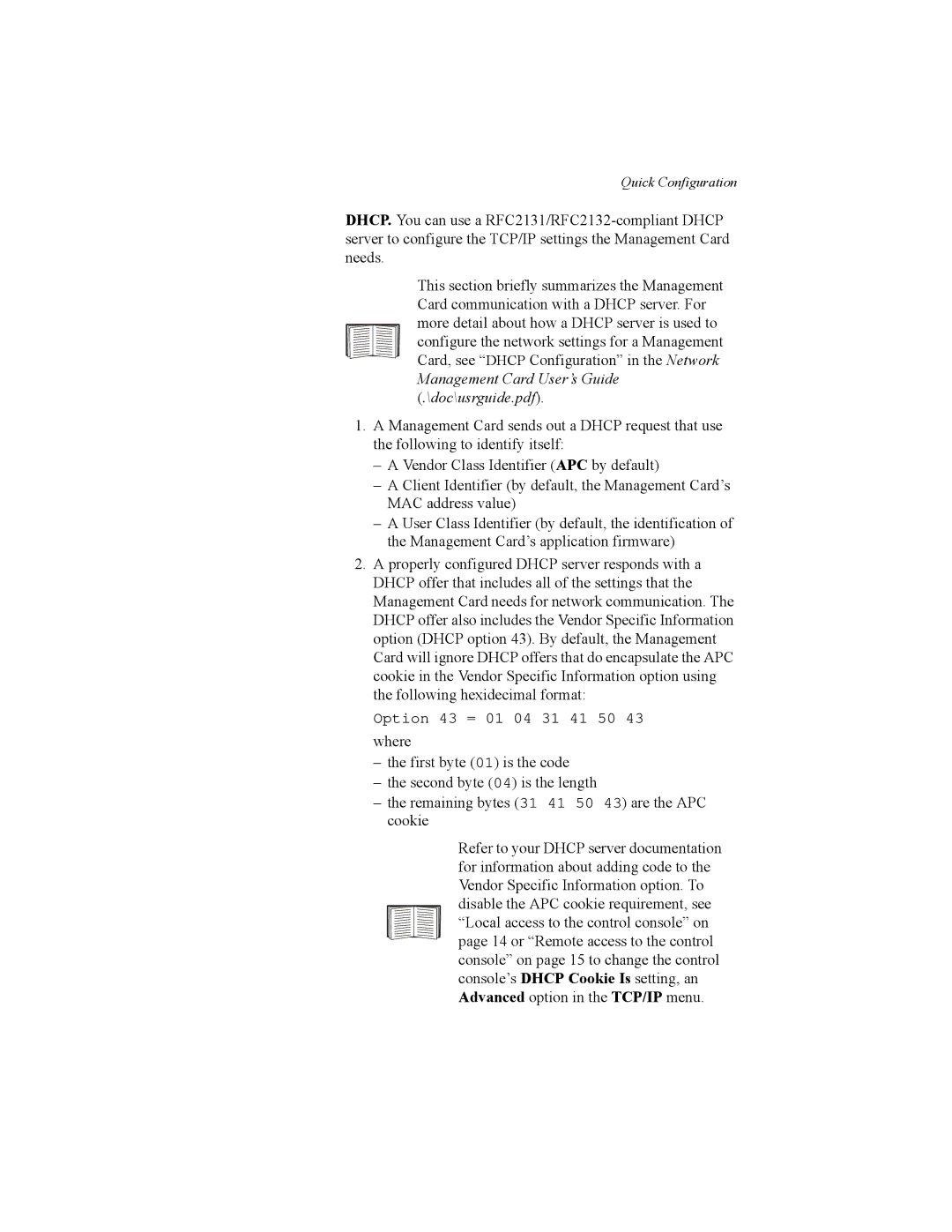 APC AP9617 quick start manual Quick Configuration 