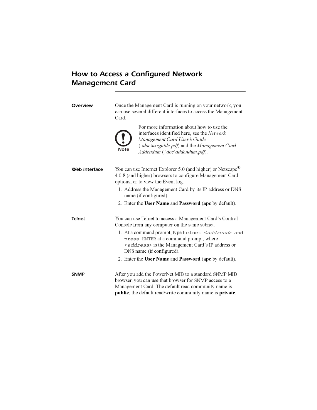 APC AP9617 quick start manual How to Access a Configured Network Management Card 