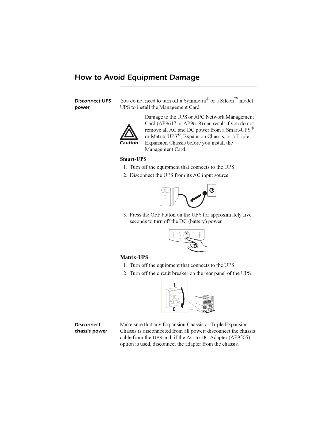 APC AP9617 quick start manual How to Avoid Equipment Damage, Smart-UPS 