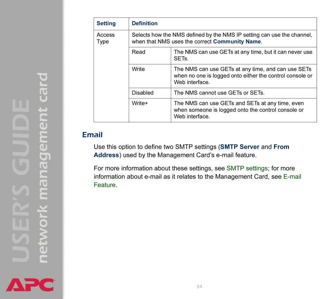 APC AP9617 manual USER’S Guide network management card 