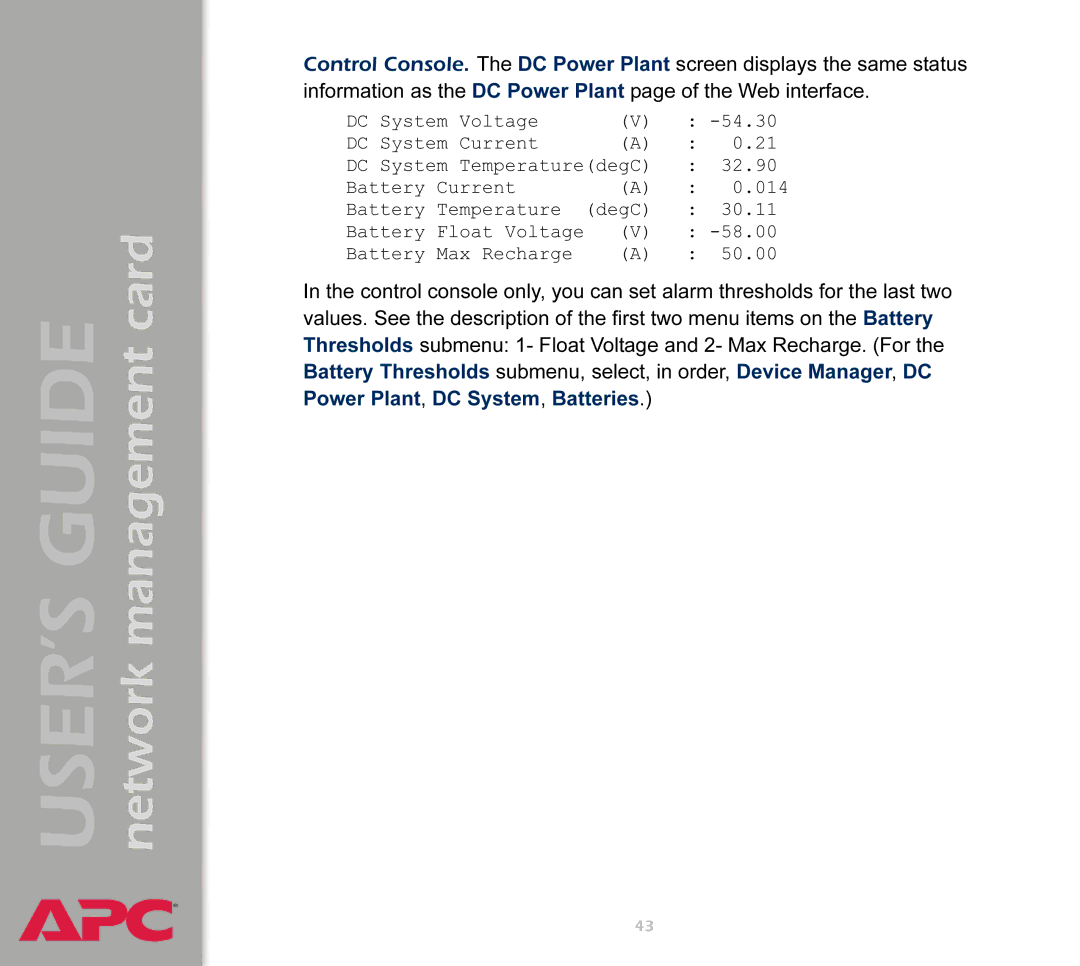 APC AP9617 manual USER’S Guide network management card 