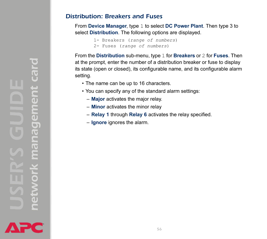 APC AP9617 manual Distribution Breakers and Fuses 