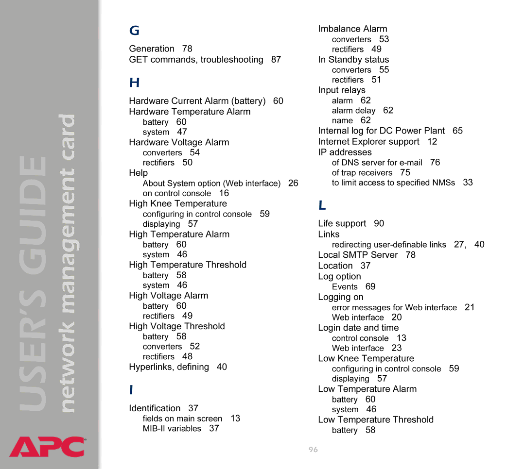 APC AP9617 manual Hardware Voltage Alarm 