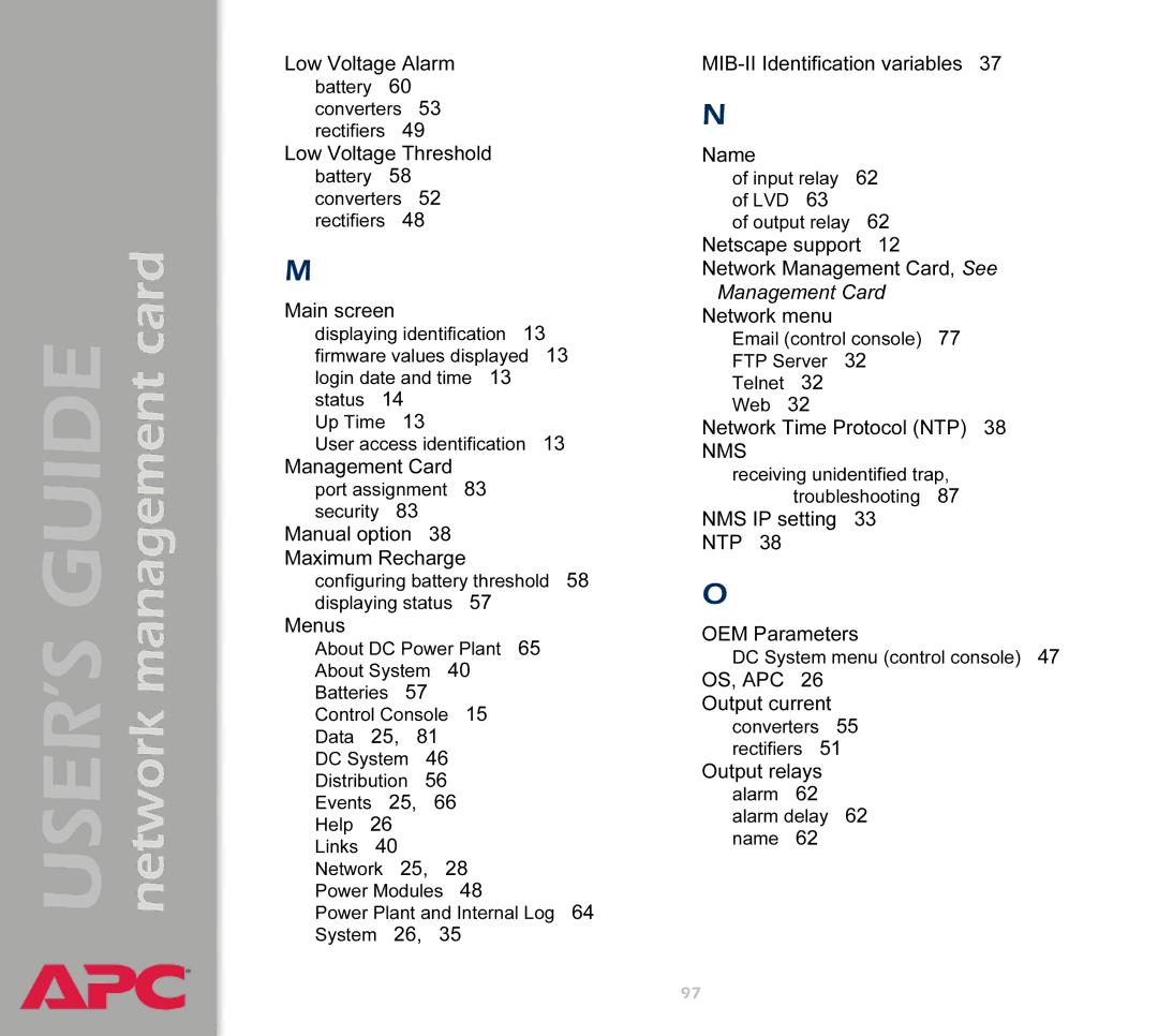 APC AP9617 manual Nms 