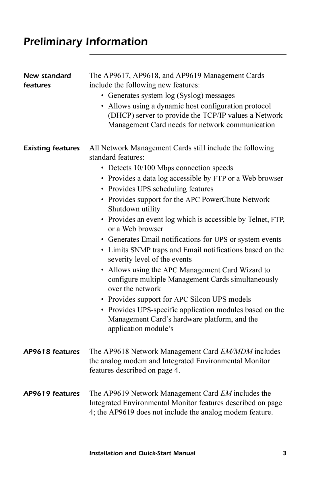 APC AP9618, AP9619 quick start manual Preliminary Information 