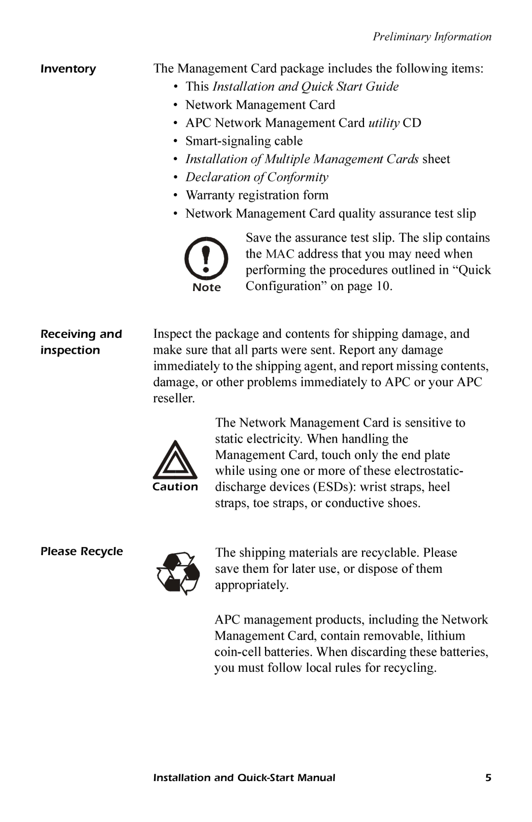 APC AP9618, AP9619 This Installation and Quick Start Guide, Installation of Multiple Management Cards sheet 