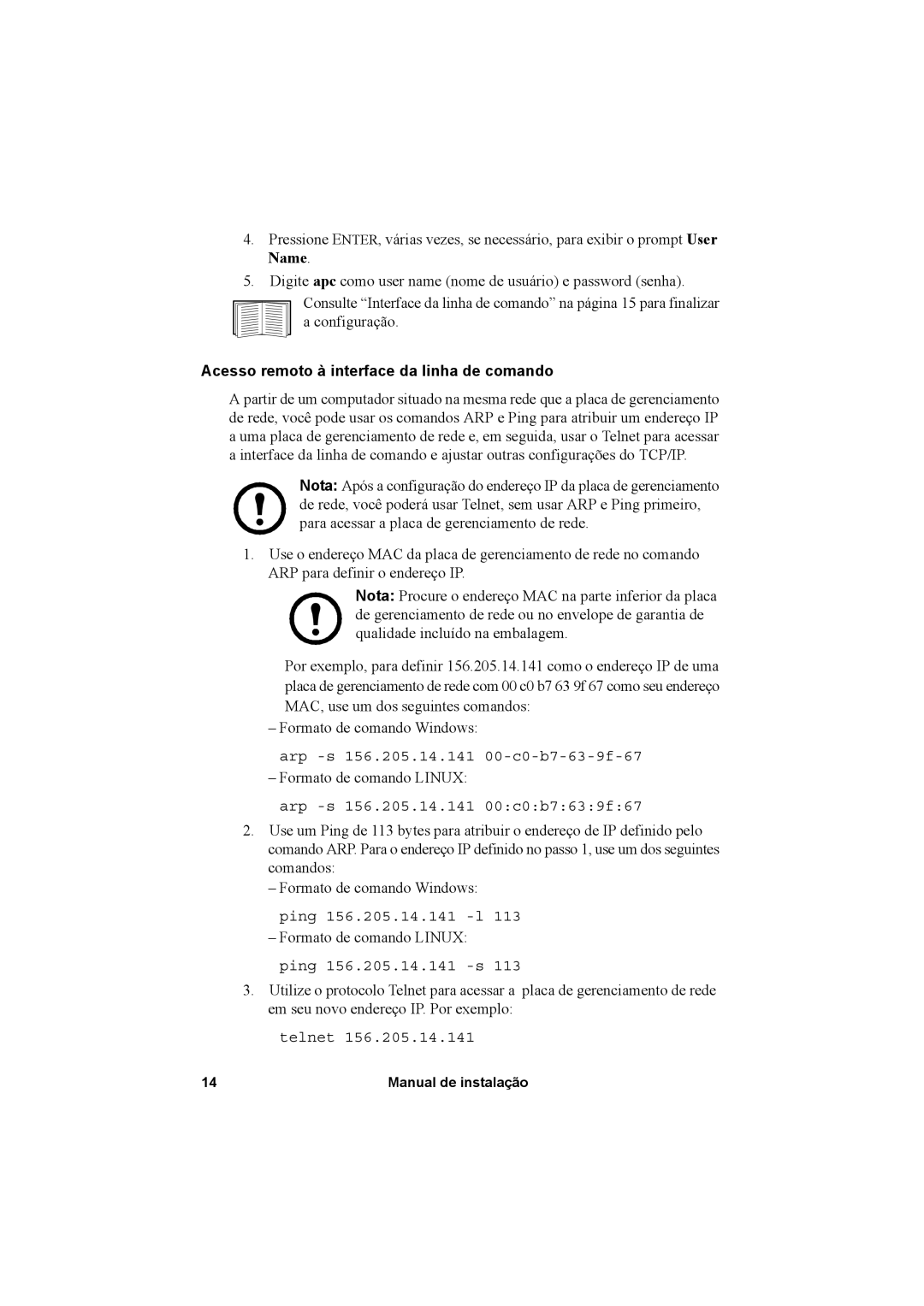 APC AP9631, AP9630 manual Acesso remoto à interface da linha de comando 