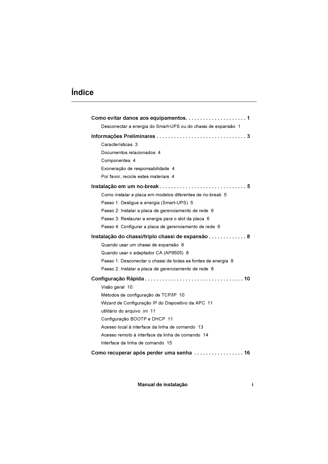 APC AP9630, AP9631 manual Índice 