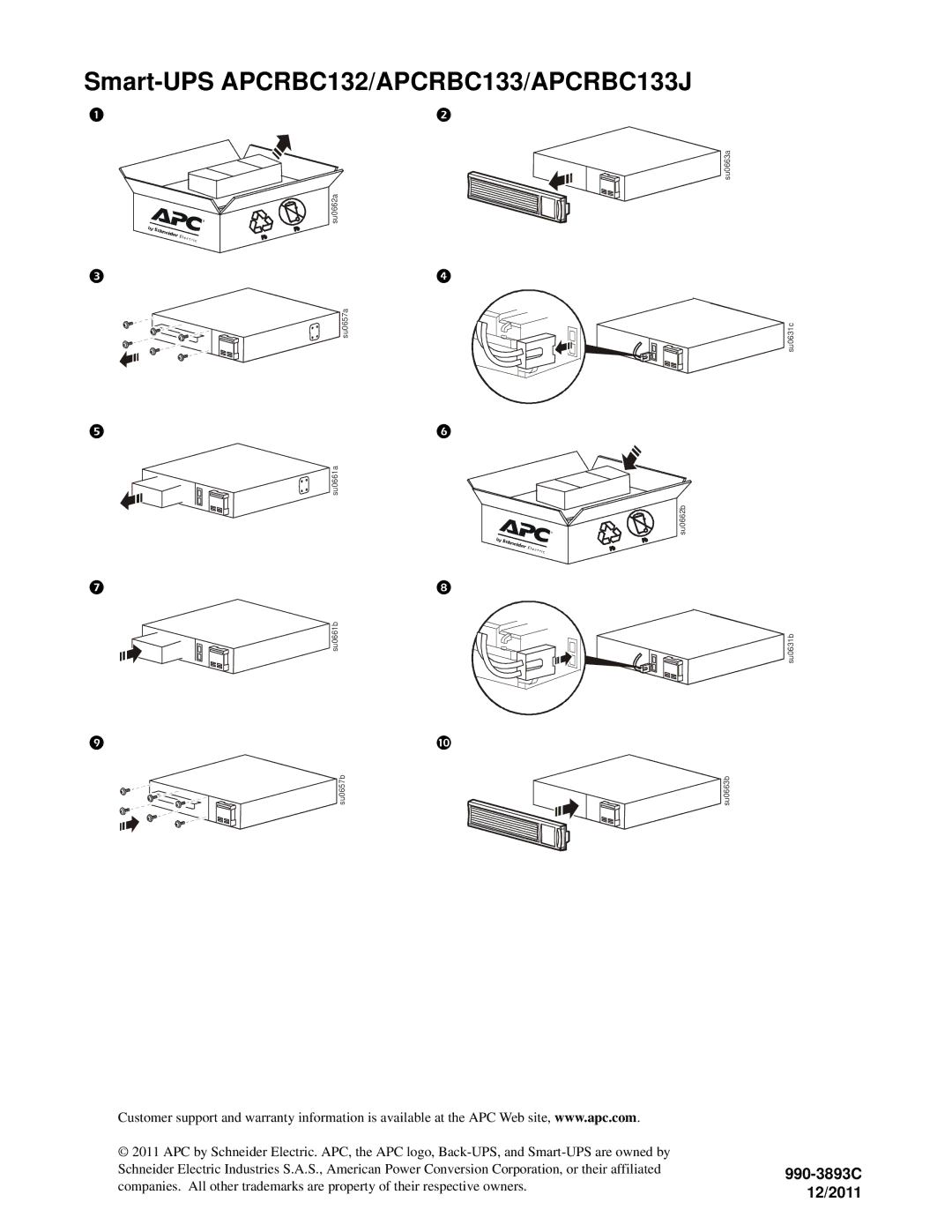 APC APCRBC123J, bu057a, bu055a, bu060a, bu180a, APCRBC144, APCRBC124J, su0662a Smart-UPS APCRBC132/APCRBC133/APCRBC133J 