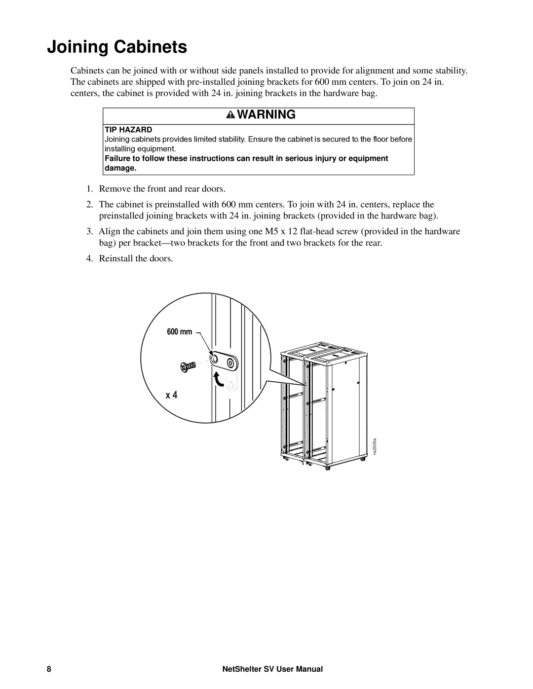 APC AR2400 user manual Joining Cabinets 