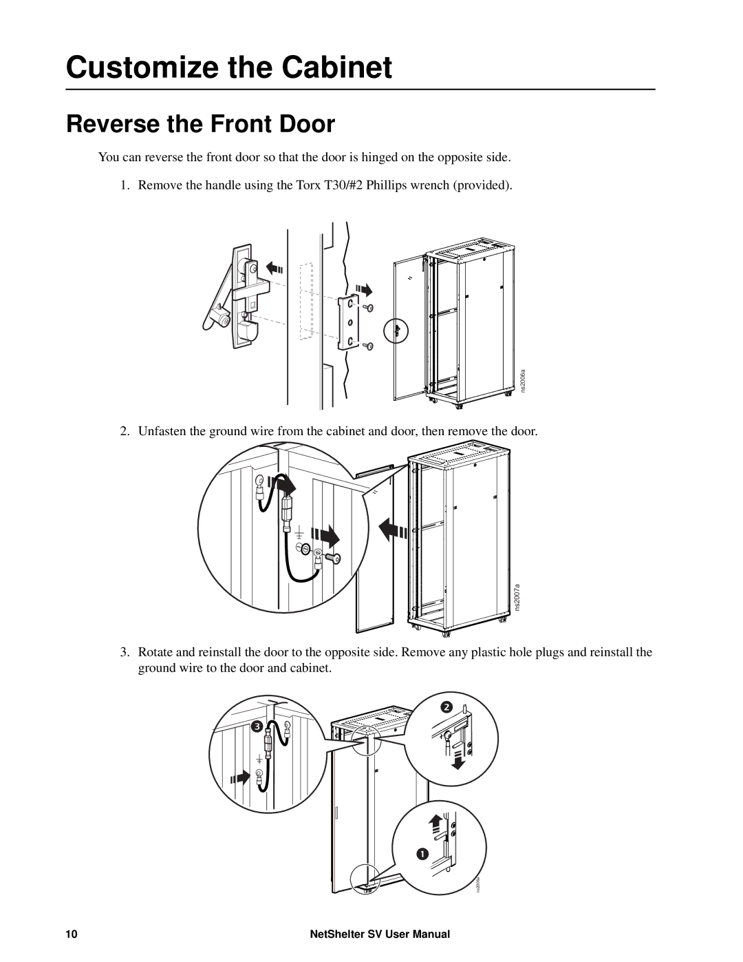 APC AR2400 user manual Customize the Cabinet, Reverse the Front Door 