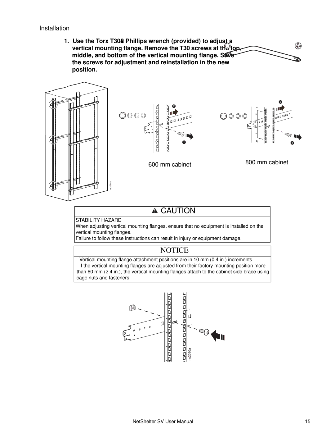 APC AR2400 user manual Mm cabinet 