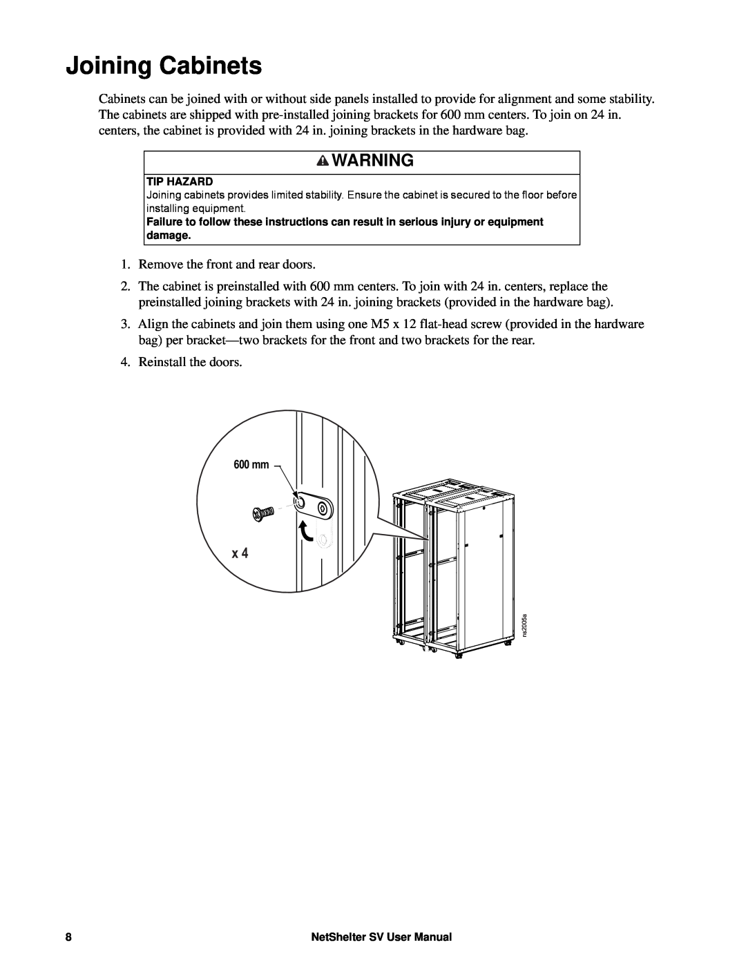 APC AR2400 user manual Joining Cabinets 