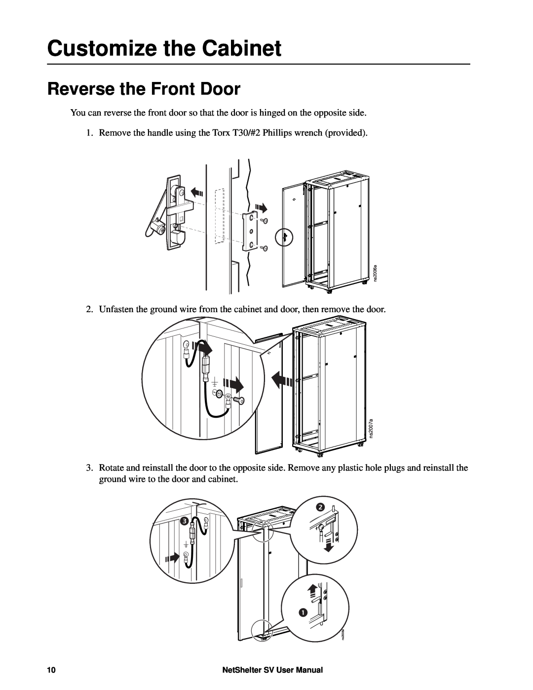 APC AR2400 user manual Customize the Cabinet, Reverse the Front Door 