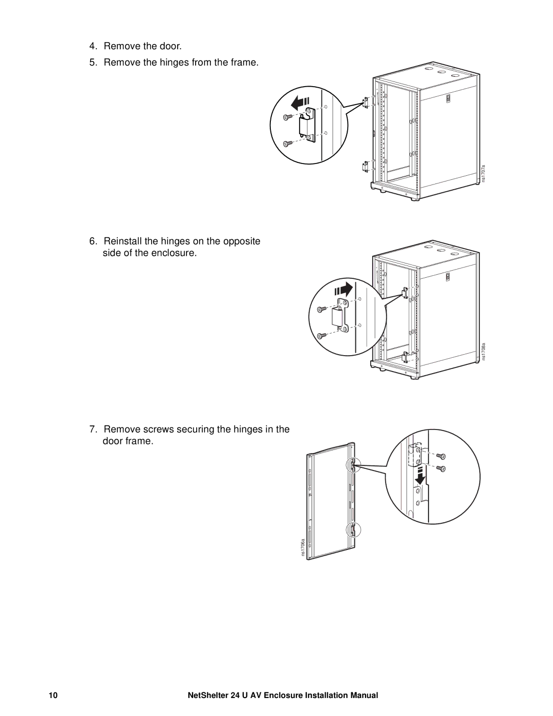 APC AR3814 installation manual Ns1706a Ns1707a Ns1708a 