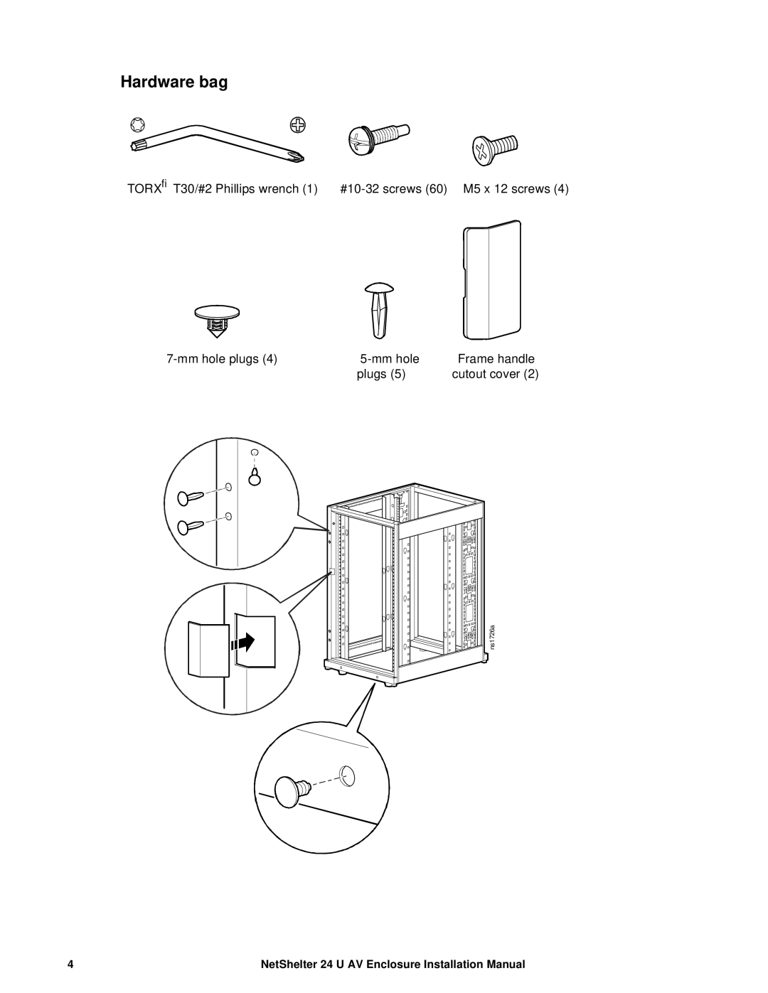 APC AR3814 installation manual Hardware bag 