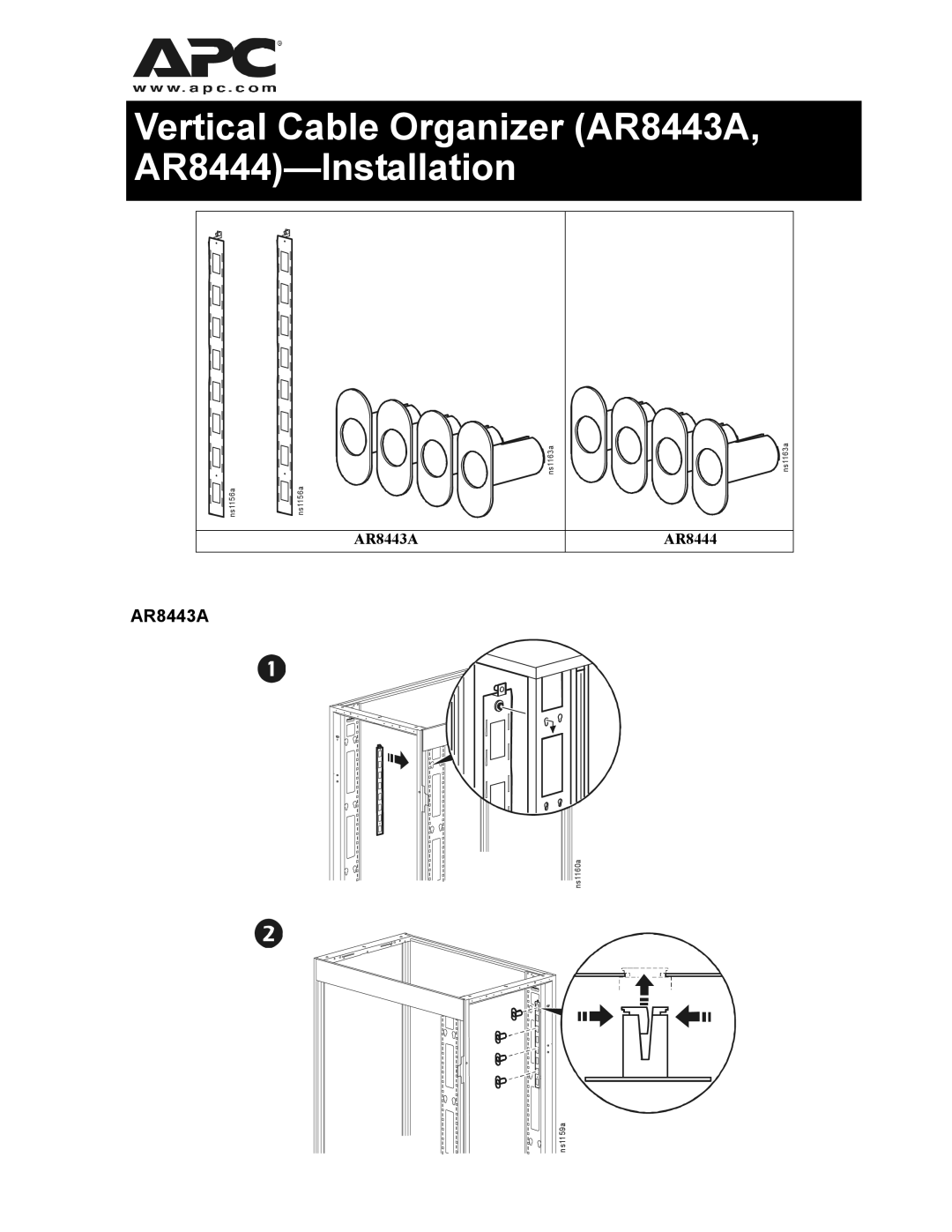 APC manual Vertical Cable Organizer AR8443A, AR8444-Installation 