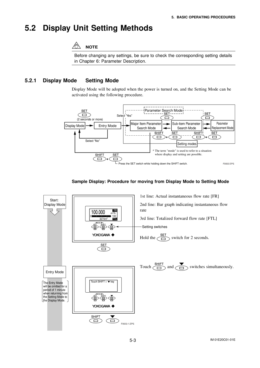 APC AXFA11G user manual Display Unit Setting Methods, Display Mode → Setting Mode 