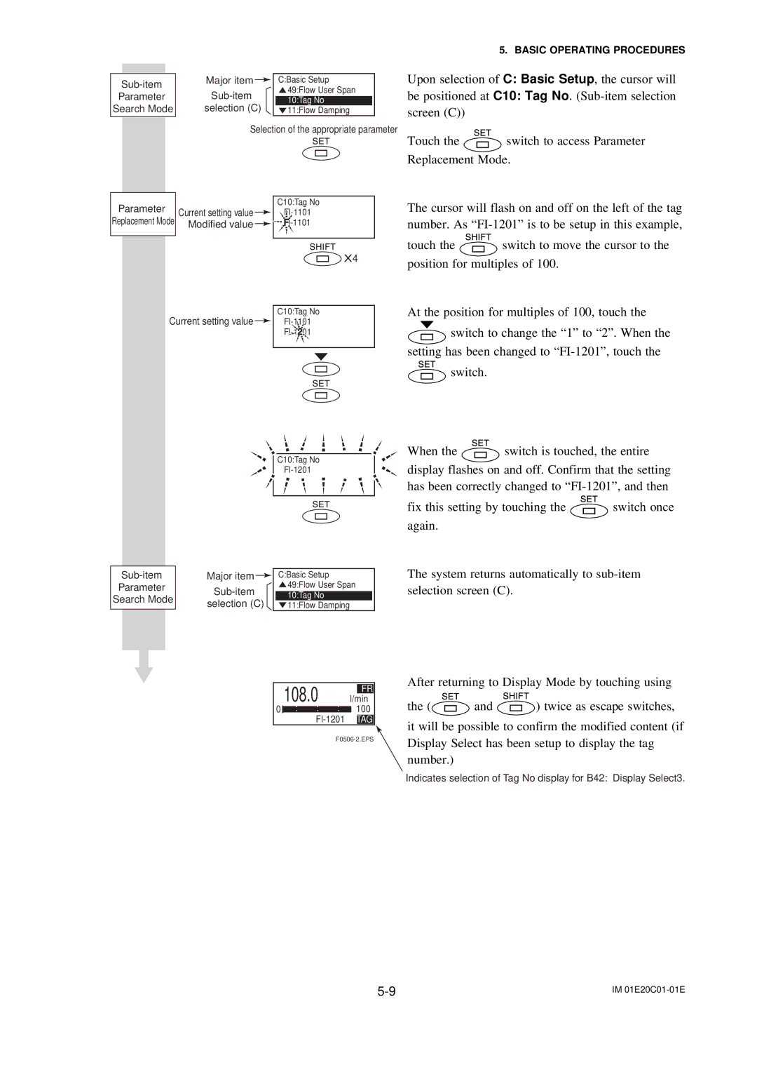 APC AXFA11G user manual Sub-item Major item, Search Mode Selection C, Modified value 