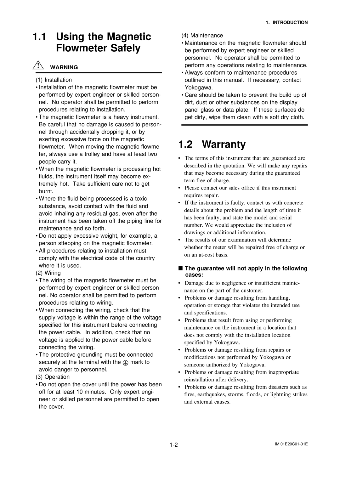 APC AXFA11G user manual Using the Magnetic Flowmeter Safely, Warranty, Guarantee will not apply in the following cases 