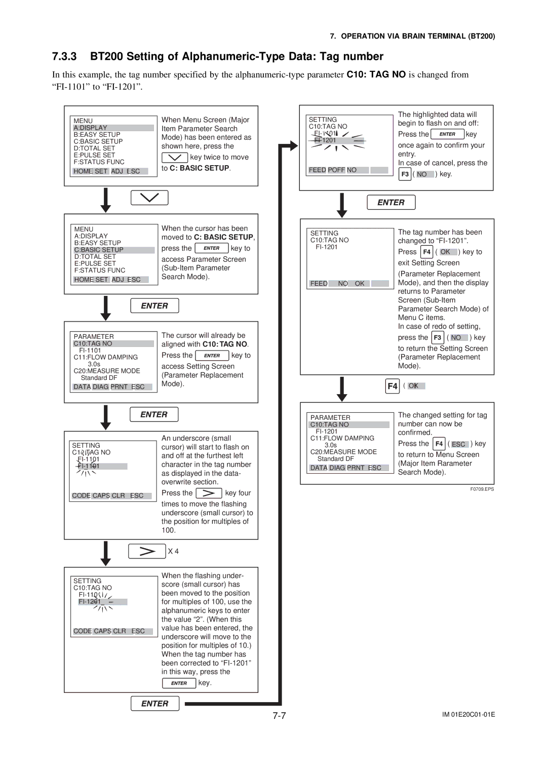 APC AXFA11G user manual 3 BT200 Setting of Alphanumeric-Type Data Tag number, To C Basic Setup, Moved to C Basic Setup 