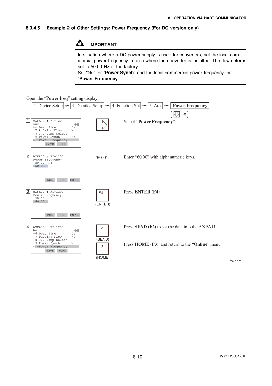 APC AXFA11G user manual Select Power Frequency 