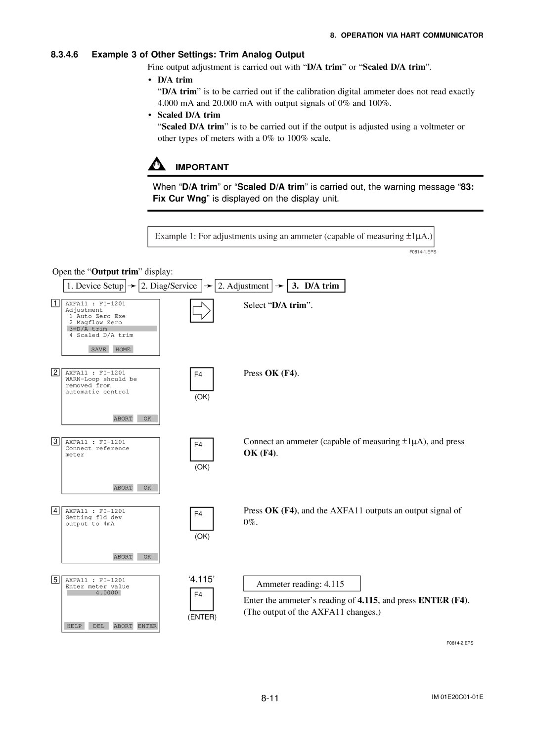 APC AXFA11G user manual Example 3 of Other Settings Trim Analog Output 