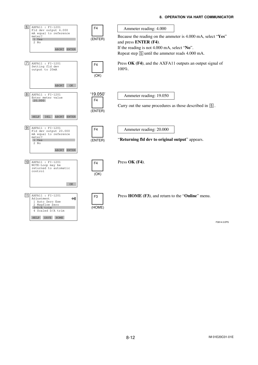 APC AXFA11G user manual Returning fld dev to original output appears 