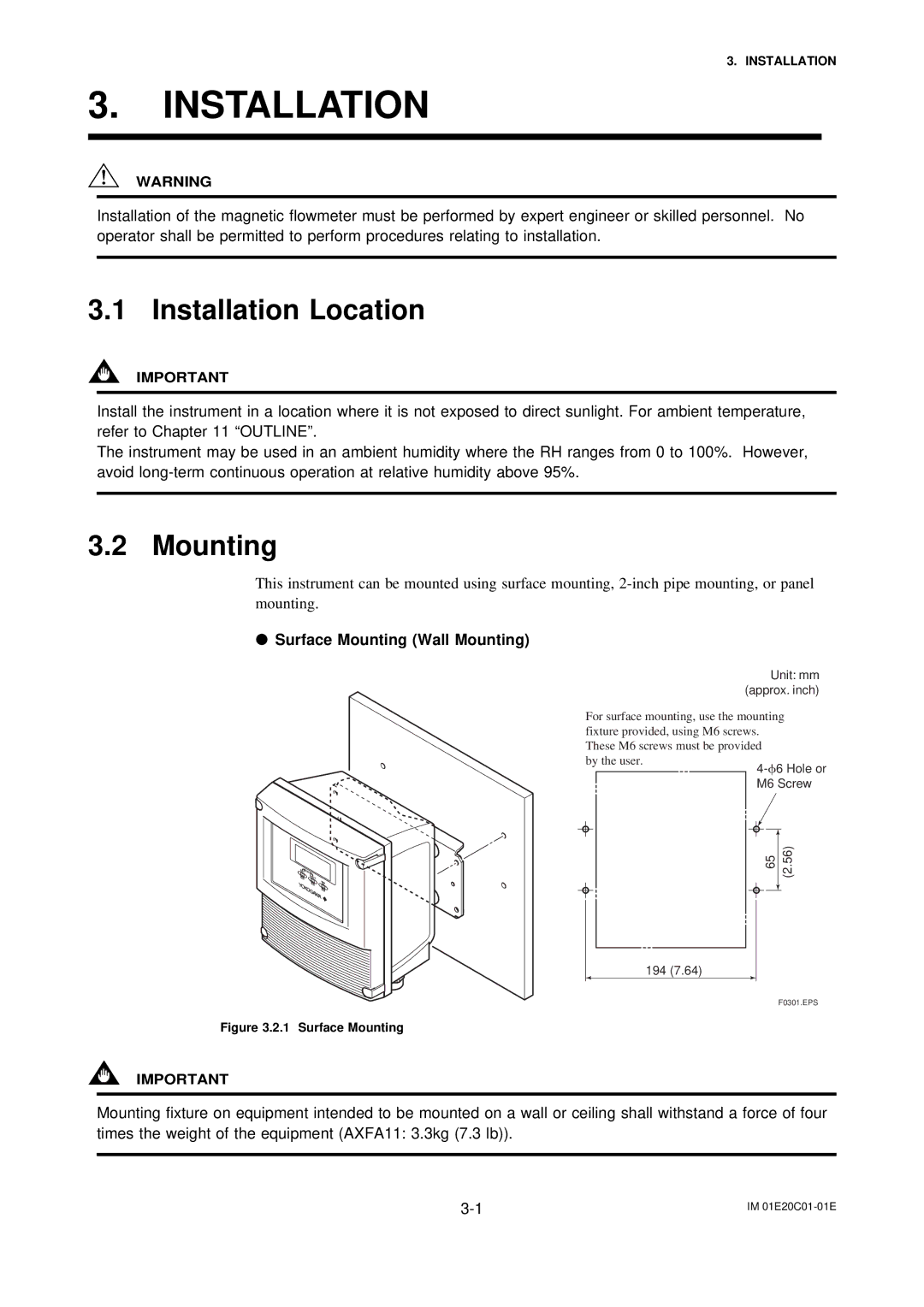 APC AXFA11G user manual Installation Location, Surface Mounting Wall Mounting 