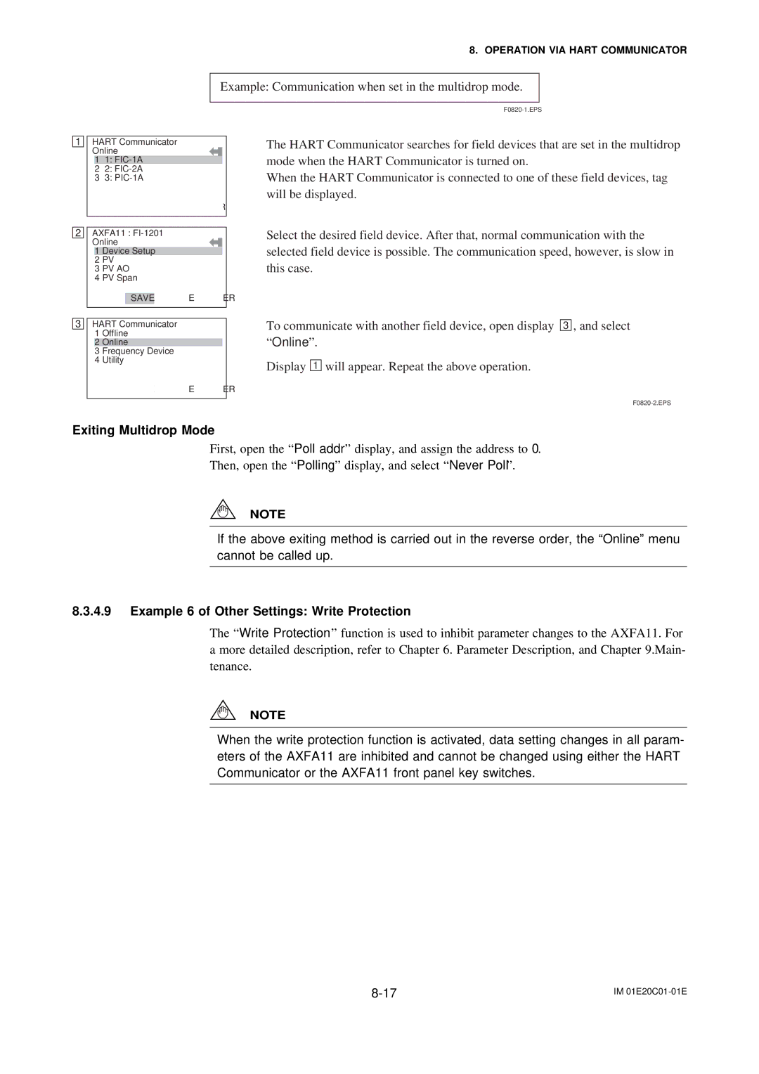 APC AXFA11G user manual Exiting Multidrop Mode, Example 6 of Other Settings Write Protection 