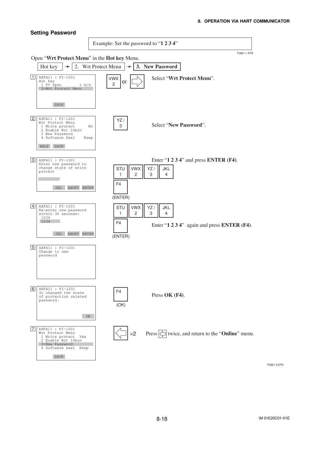 APC AXFA11G user manual Setting Password, Open Wrt Protect Menu in the Hot key Menu 