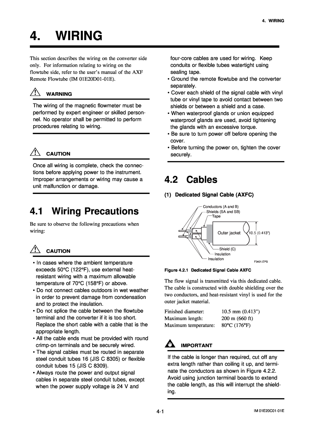 APC AXFA11G user manual Wiring Precautions, Cables, Dedicated Signal Cable AXFC 