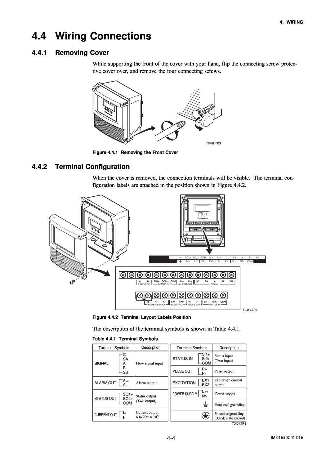 APC AXFA11G user manual Wiring Connections, Removing Cover, Terminal Configuration 