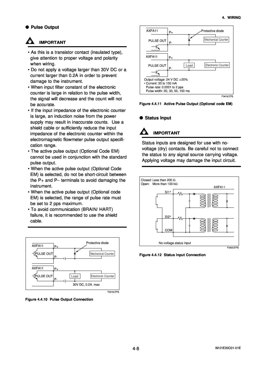 APC AXFA11G user manual Pulse Output, Status Input 