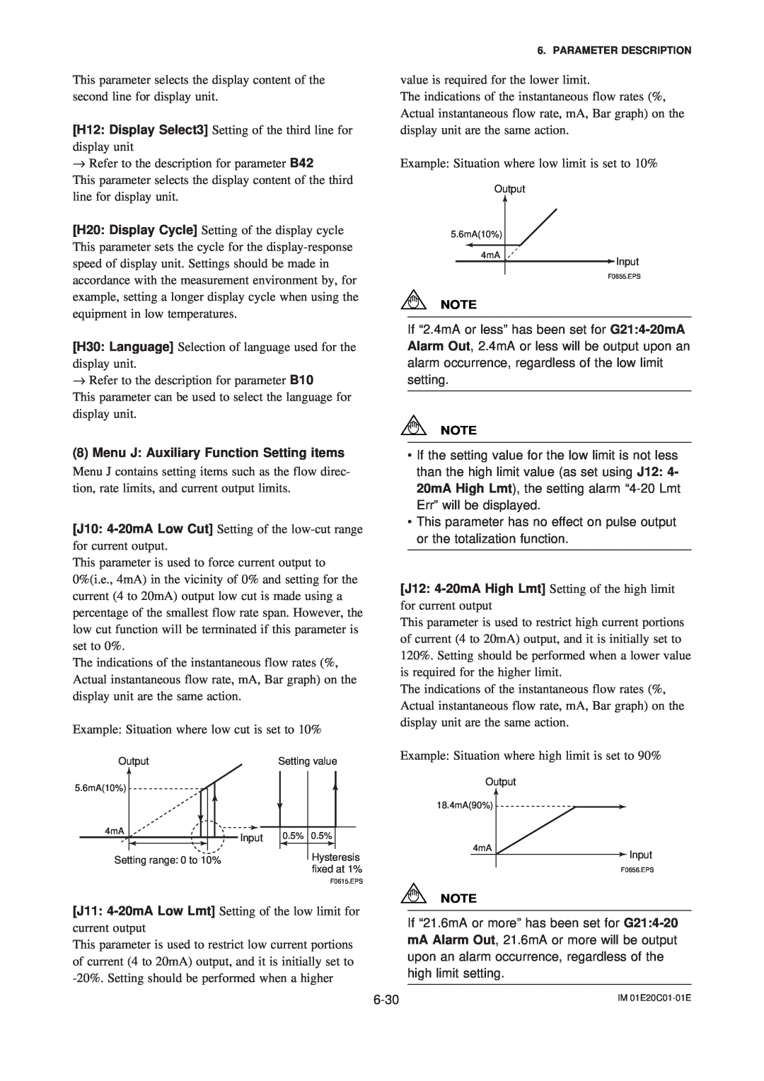 APC AXFA11G user manual Menu J Auxiliary Function Setting items 