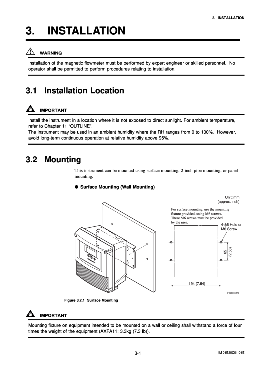 APC AXFA11G user manual Installation Location, Surface Mounting Wall Mounting 