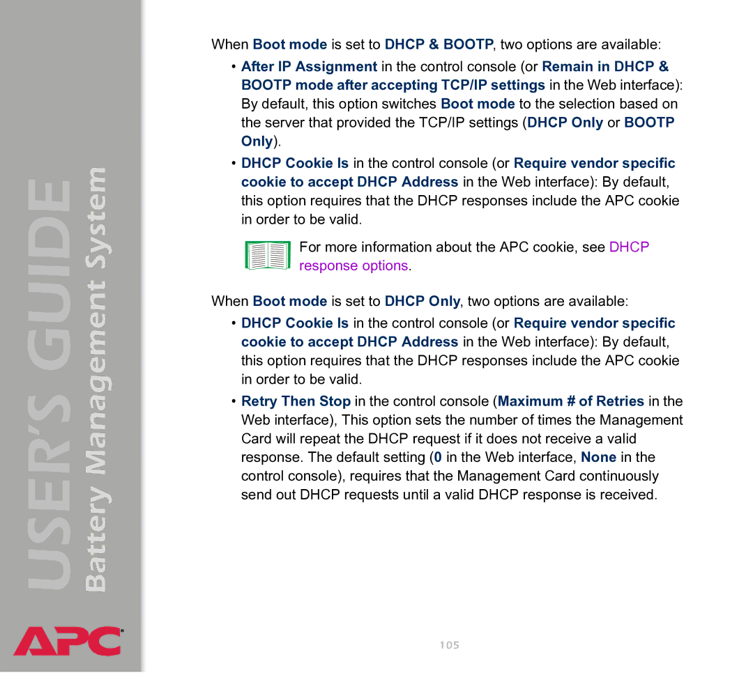 APC Battery Management System manual 105 