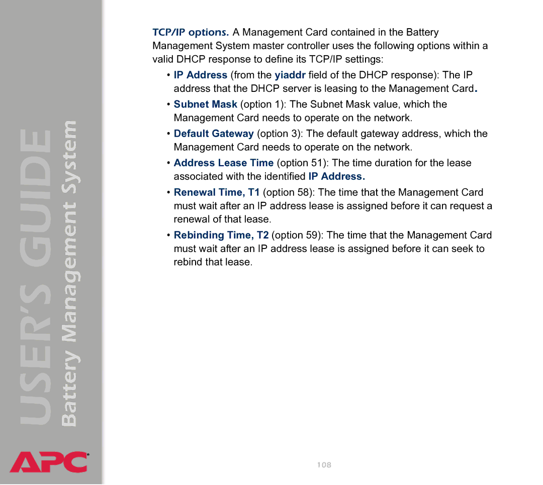 APC Battery Management System manual 108 