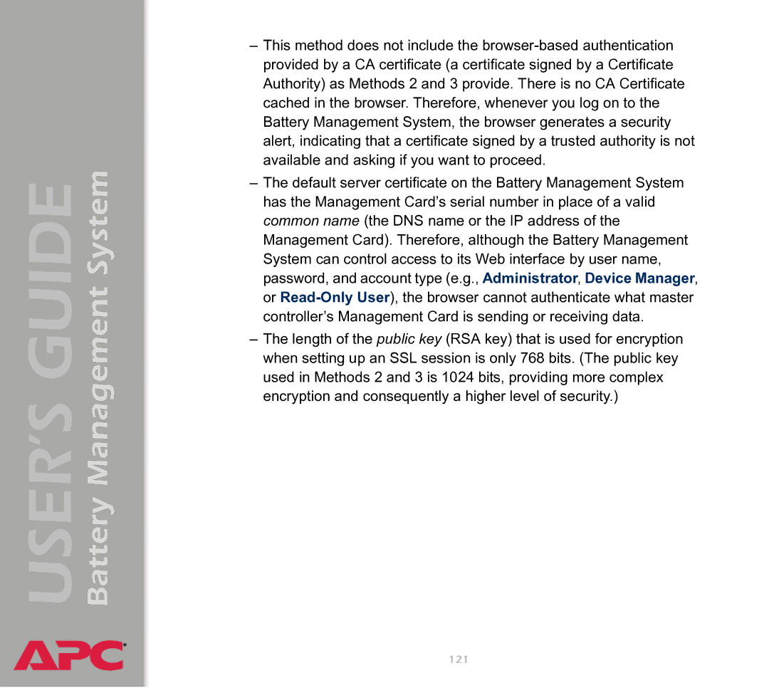 APC Battery Management System manual 121 