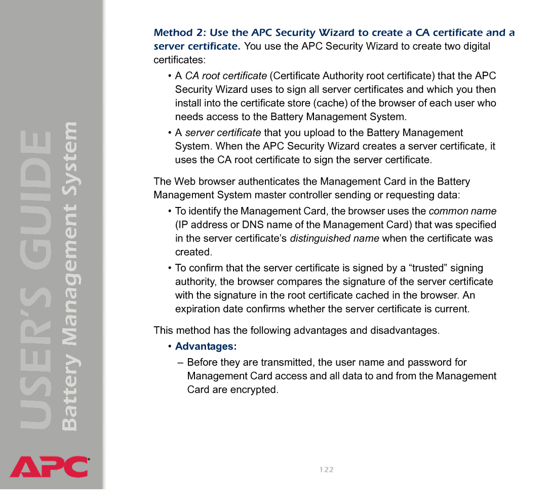 APC Battery Management System manual 122 