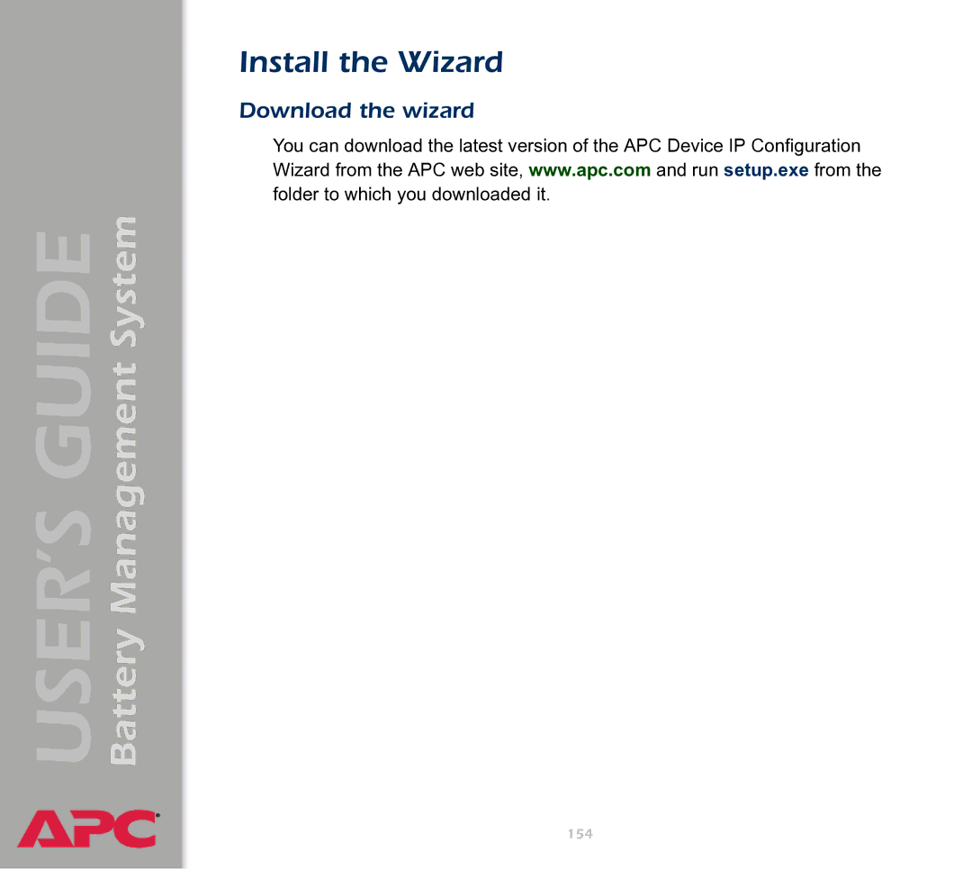 APC Battery Management System manual Install the Wizard, Download the wizard 