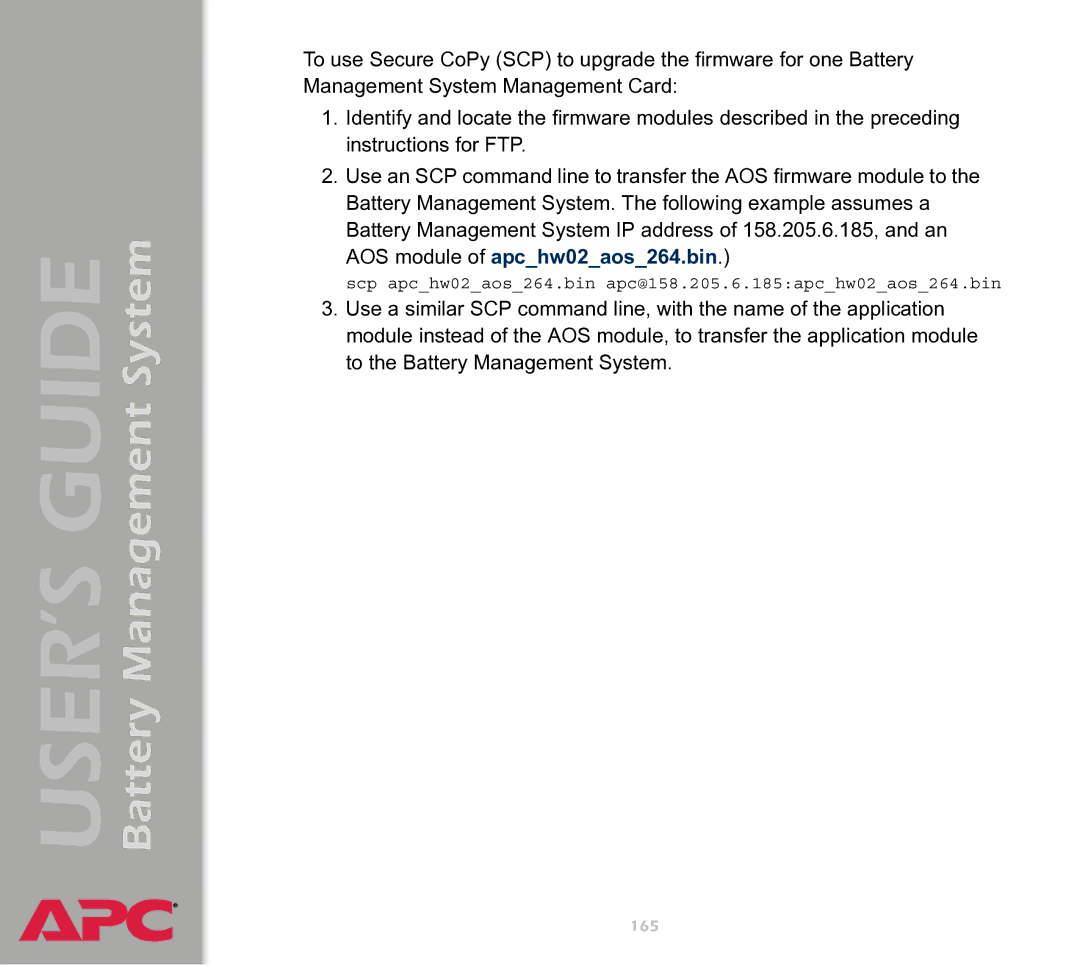 APC Battery Management System manual AOS module of apchw02aos264.bin 