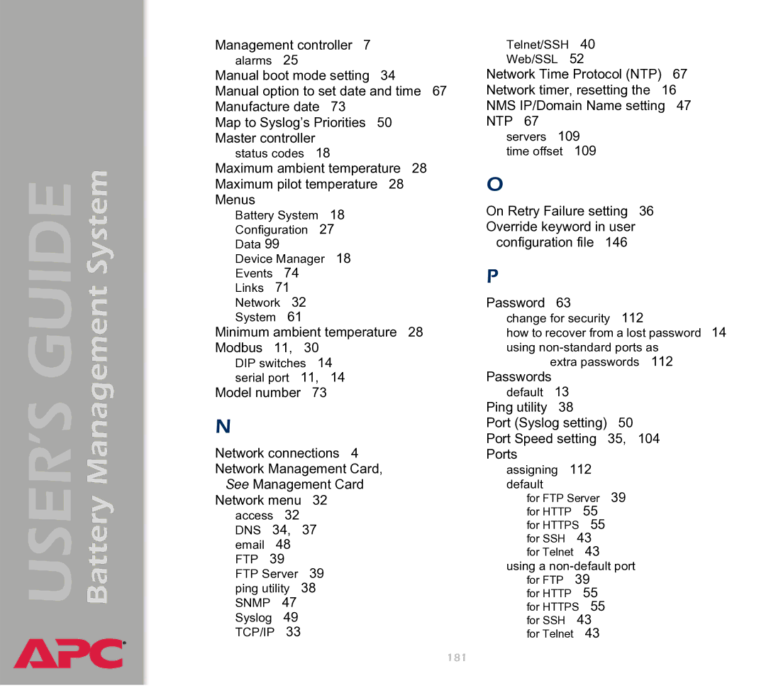 APC Battery Management System manual Management controller 