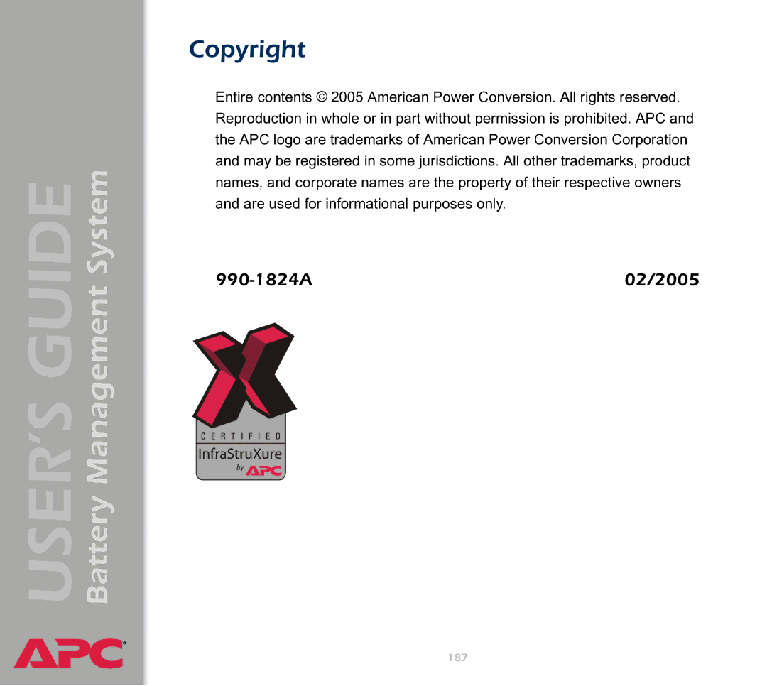 APC Battery Management System manual Copyright 