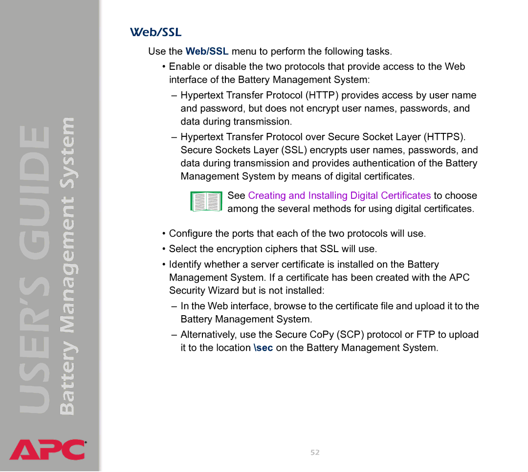 APC Battery Management System manual Web/SSL 