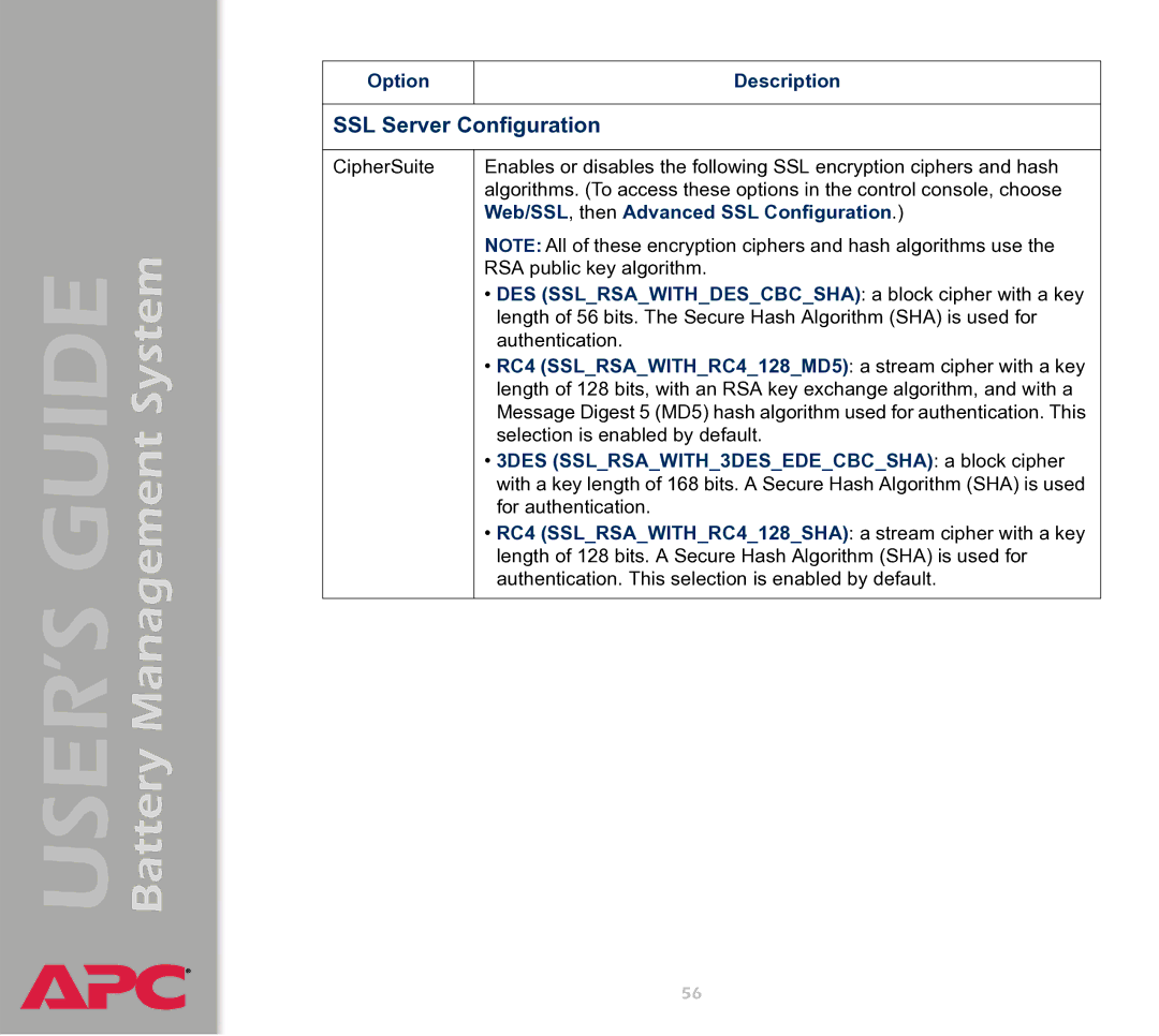 APC Battery Management System manual SSL Server Configuration 