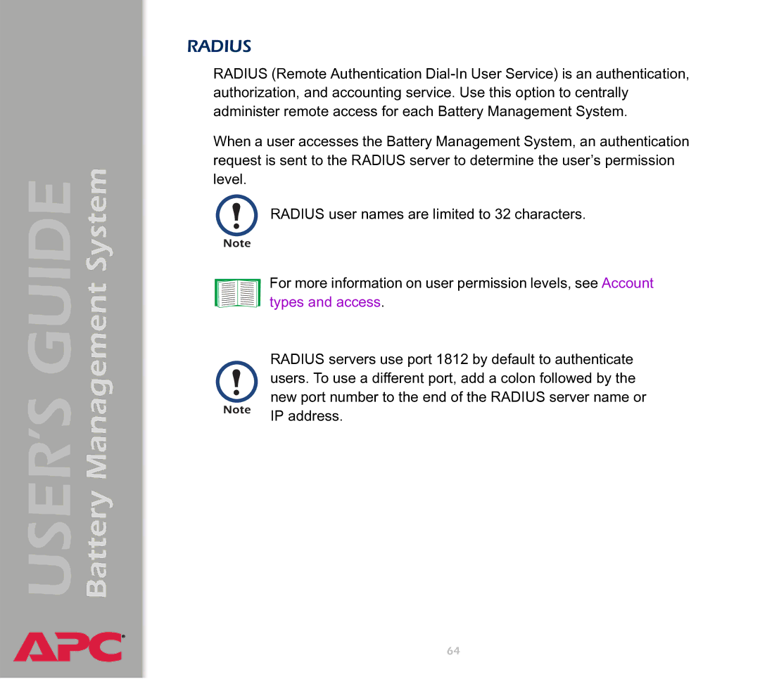 APC Battery Management System manual Radius 