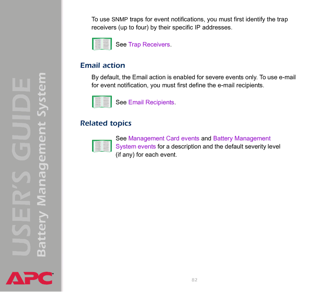 APC Battery Management System manual Email action, Related topics 