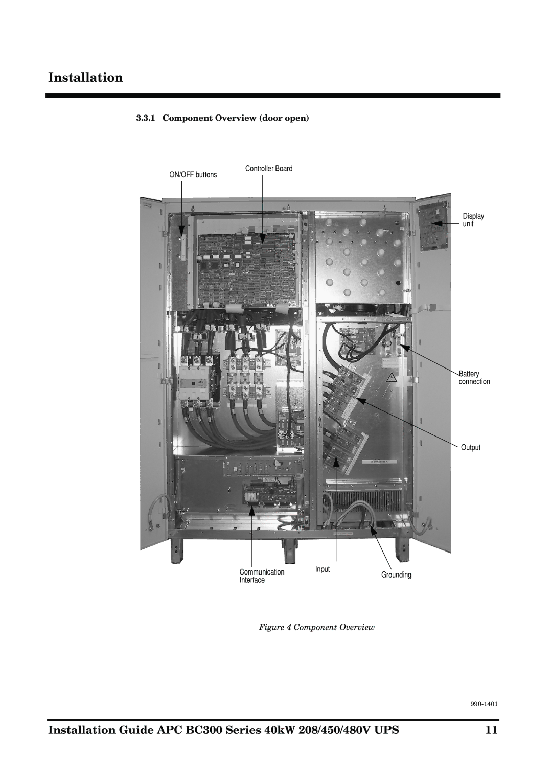 APC BC300 Series manual Component Overview door open 